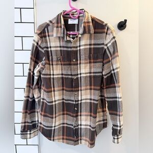 Old Navy Men's Casual Plaid Shirt - Brown and White